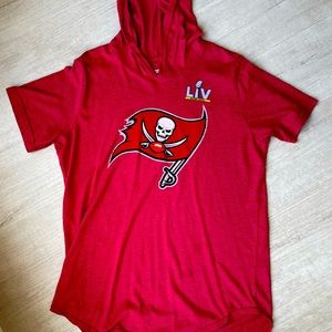 Fanatics Large Tom Brady 12 Superbowl 54 hoodie short sleeve tee Buccaneers